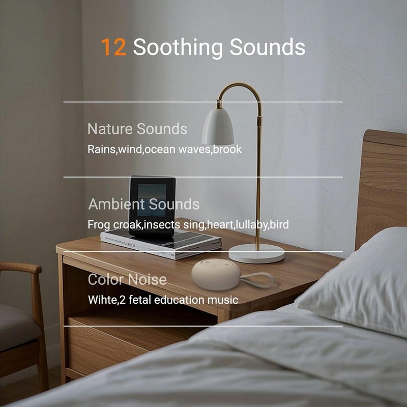 jaroco Portable Baby Sound Machine [White Noise for Babies Kids Adults][Timer Function][12 Soothing Sounds][Sleep Soother] 15 Hours Battery Life, Travel,Registry,Gifts,Shower,Clips on Baby Stroller - Image 2